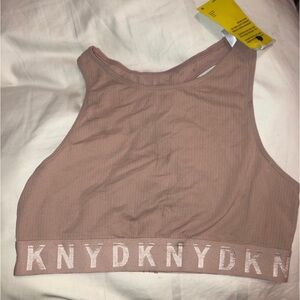 NWT DKNY Ribbed Nude Racerback Bra. M